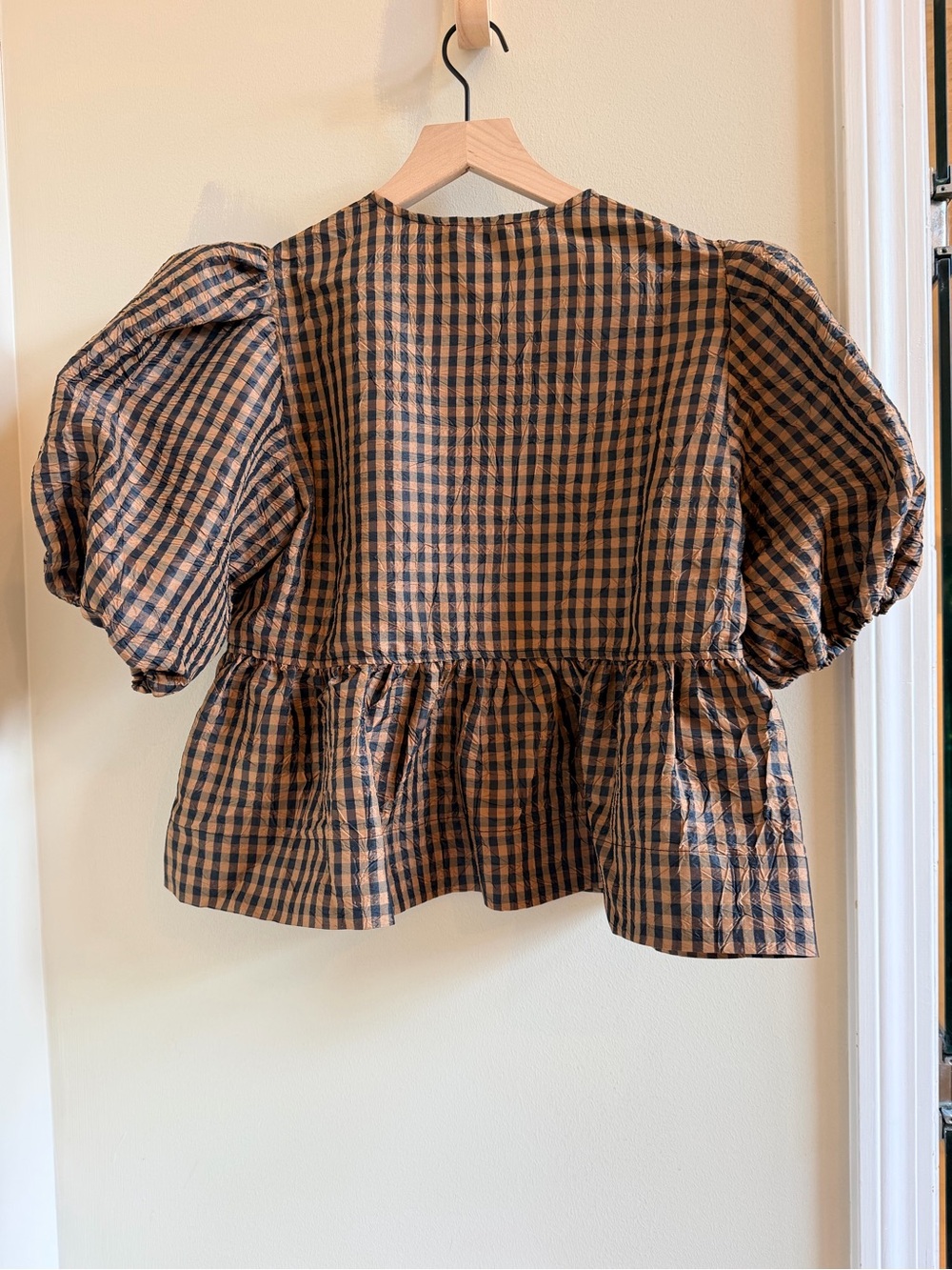 Ganni Checkered Taffeta top NWT - Picture 2 of 8